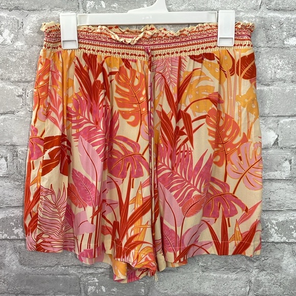 Haute Hippie Pink and Orange Tropical Bohemian Peasant Style Short Set - Picture 5 of 10